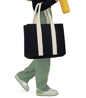 Brand Lab Brand Lab Canvas Wrap Tote Bag in Black/Black