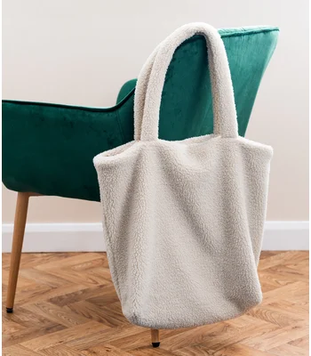 Brand Lab Brand Lab Borg Fleece Shopper Tote Bag in Natural