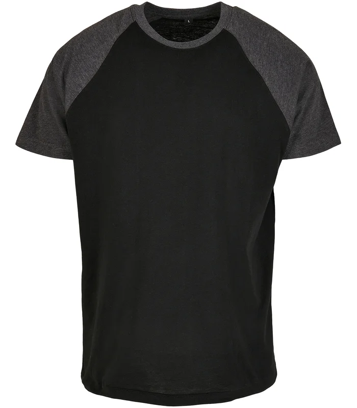Build Your Brand Build Your Brand Raglan contrast tee in Black/Charcoal*