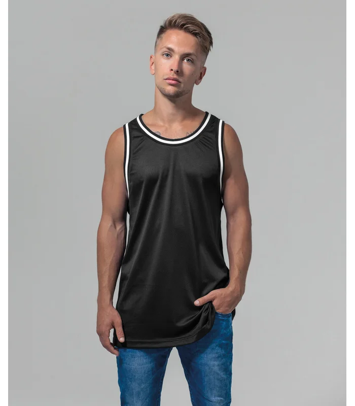 Build Your Brand Build Your Brand Mesh tank top in Black/White