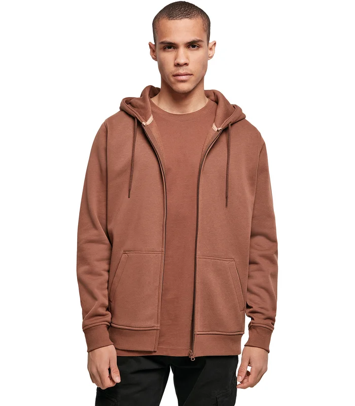 Build Your Brand Build Your Brand Heavy zip hoodie in Bark