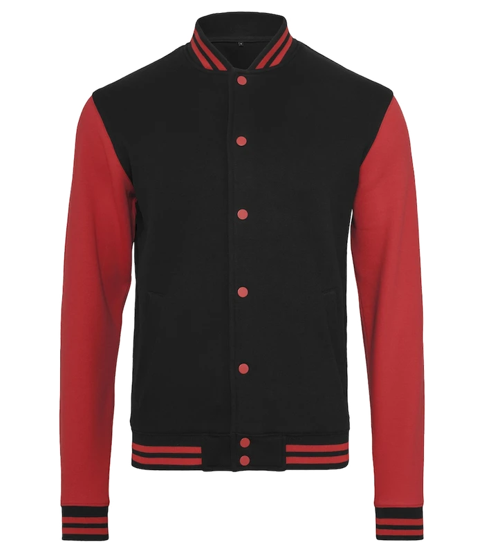 Build Your Brand Build Your Brand Sweat college jacket in Black/Red
