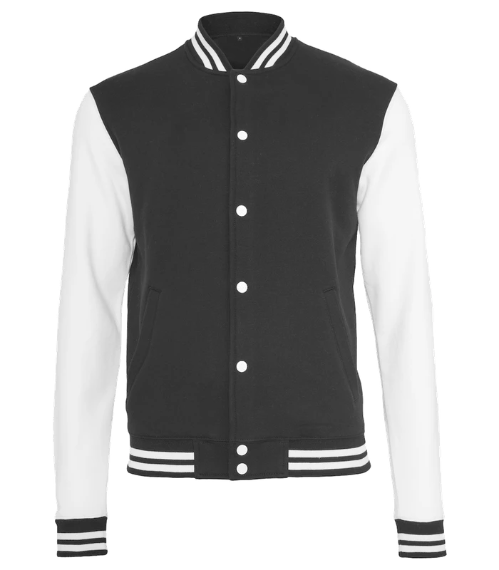 Build Your Brand Build Your Brand Sweat college jacket in Black/White