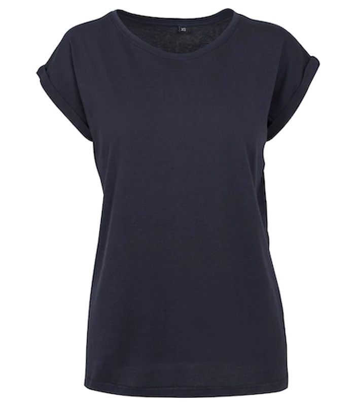 Build Your Brand Build Your Brand Women's extended shoulder tee in Navy*