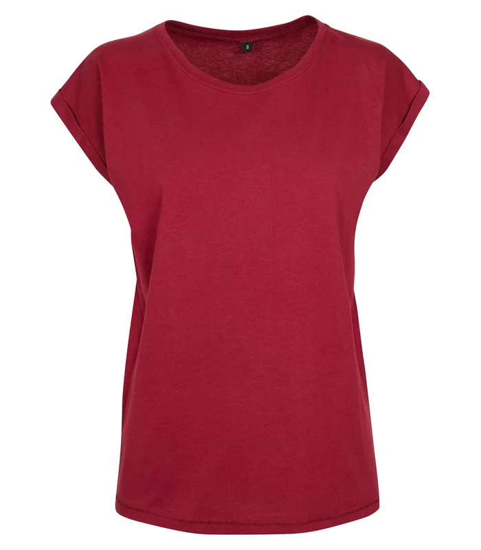 Build Your Brand Build Your Brand Women's extended shoulder tee in Burgundy*