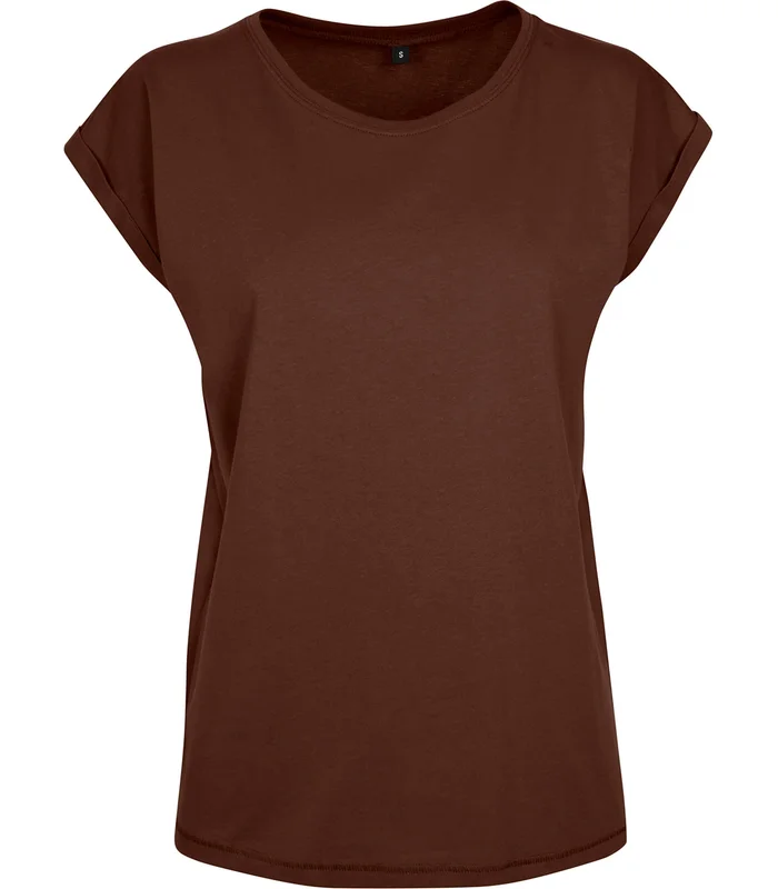 Build Your Brand Build Your Brand Women's extended shoulder tee in Chocolate Brown*