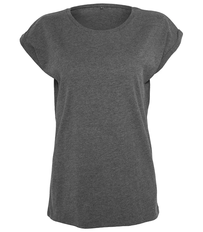 Build Your Brand Build Your Brand Women's extended shoulder tee in Charcoal*