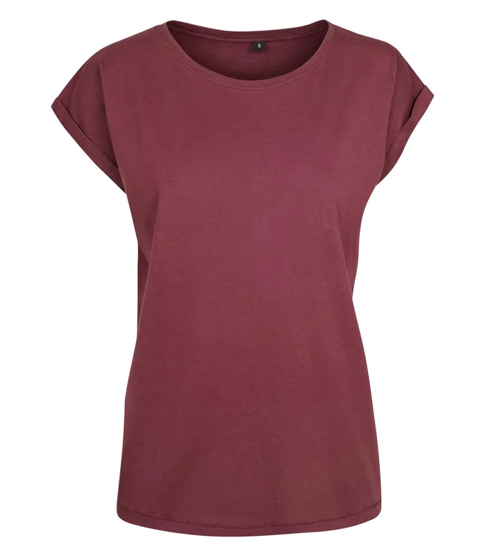 Build Your Brand Build Your Brand Women's extended shoulder tee in Cherry*