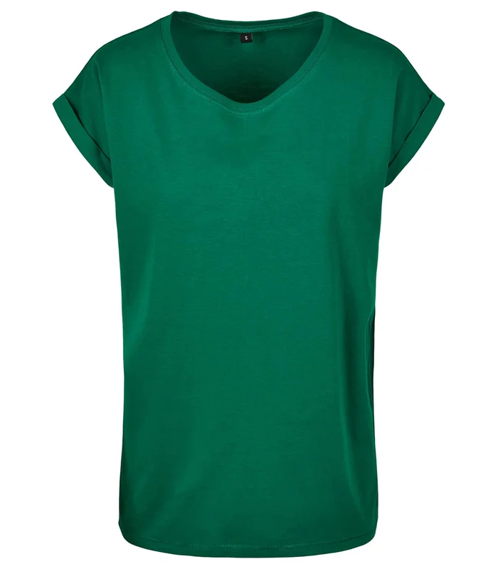 Build Your Brand Build Your Brand Women's extended shoulder tee in Forest Green*