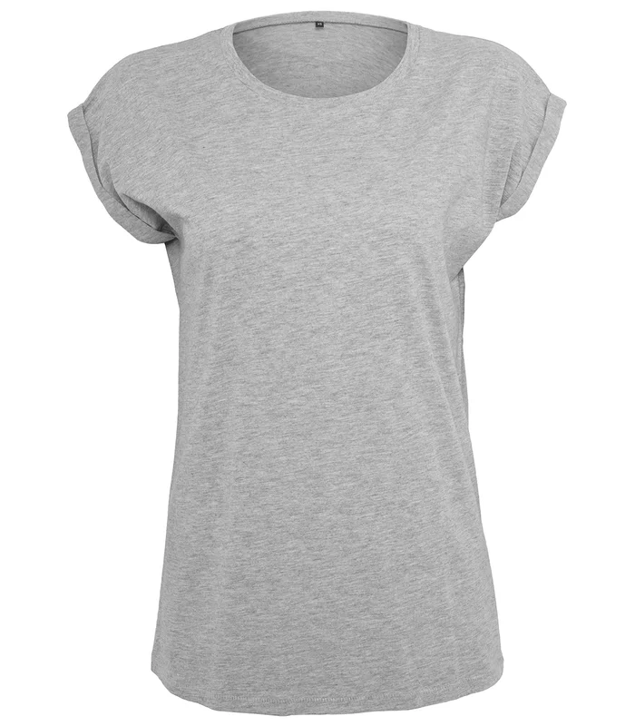 Build Your Brand Build Your Brand Women's extended shoulder tee in Heather Grey*