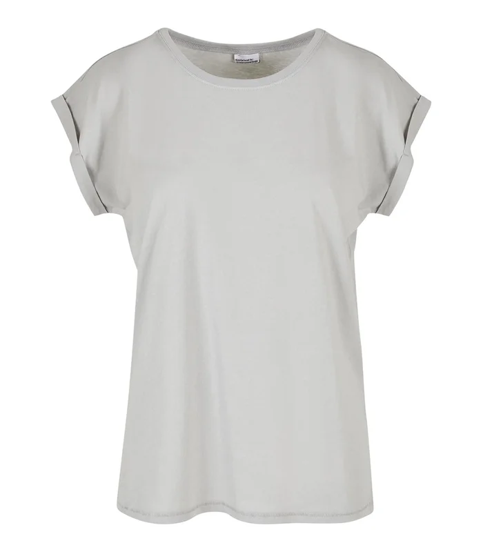 Build Your Brand Build Your Brand Women's extended shoulder tee in Light Asphalt*