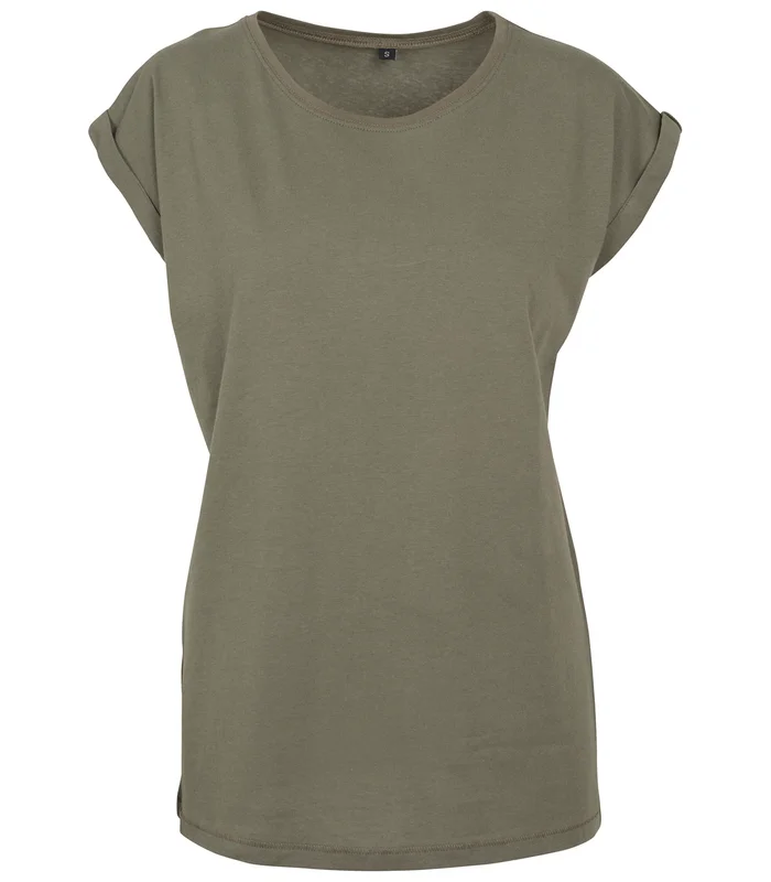 Build Your Brand Build Your Brand Women's extended shoulder tee in Olive*