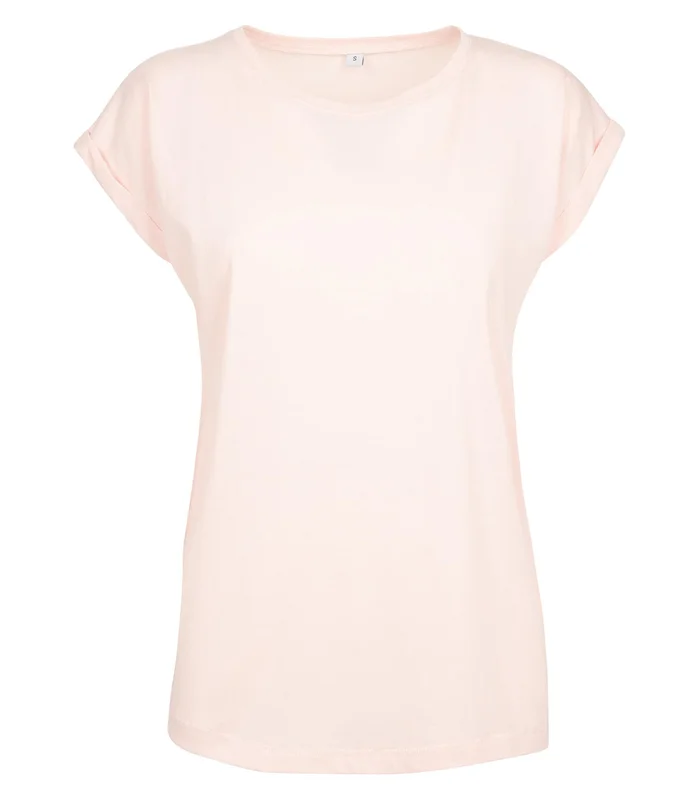 Build Your Brand Build Your Brand Women's extended shoulder tee in Pink*