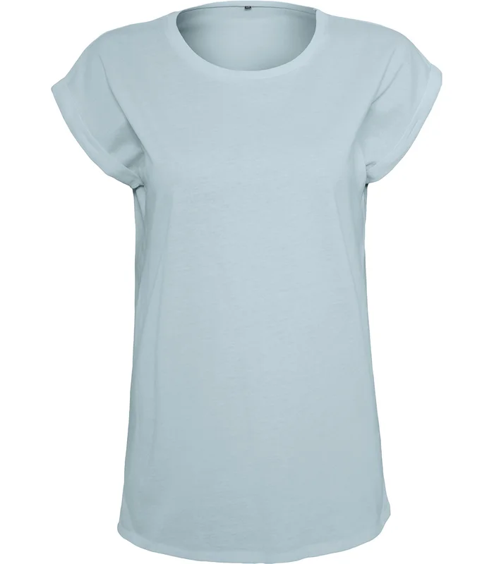 Build Your Brand Build Your Brand Women's extended shoulder tee in Powder Blue*