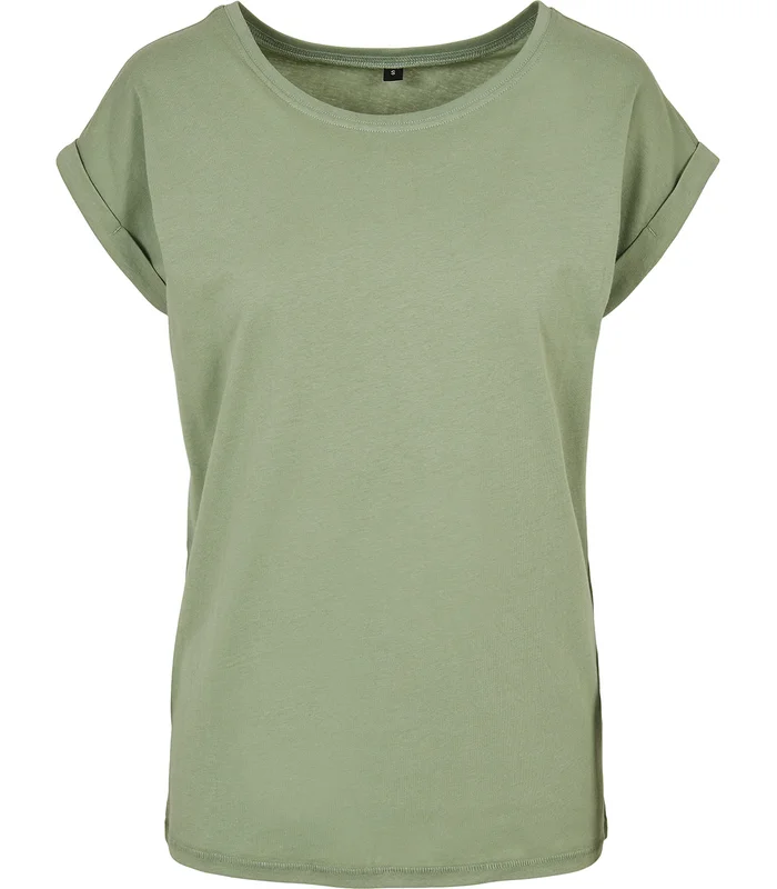 Build Your Brand Build Your Brand Women's extended shoulder tee in Soft Salvia*