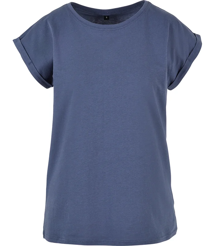 Build Your Brand Build Your Brand Women's extended shoulder tee in Vintage Blue*