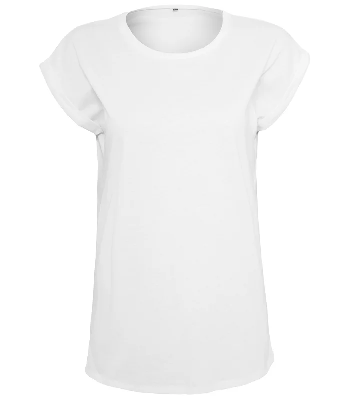 Build Your Brand Build Your Brand Women's extended shoulder tee in White*