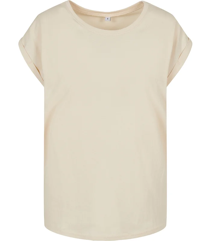 Build Your Brand Build Your Brand Women's extended shoulder tee in White Sand*
