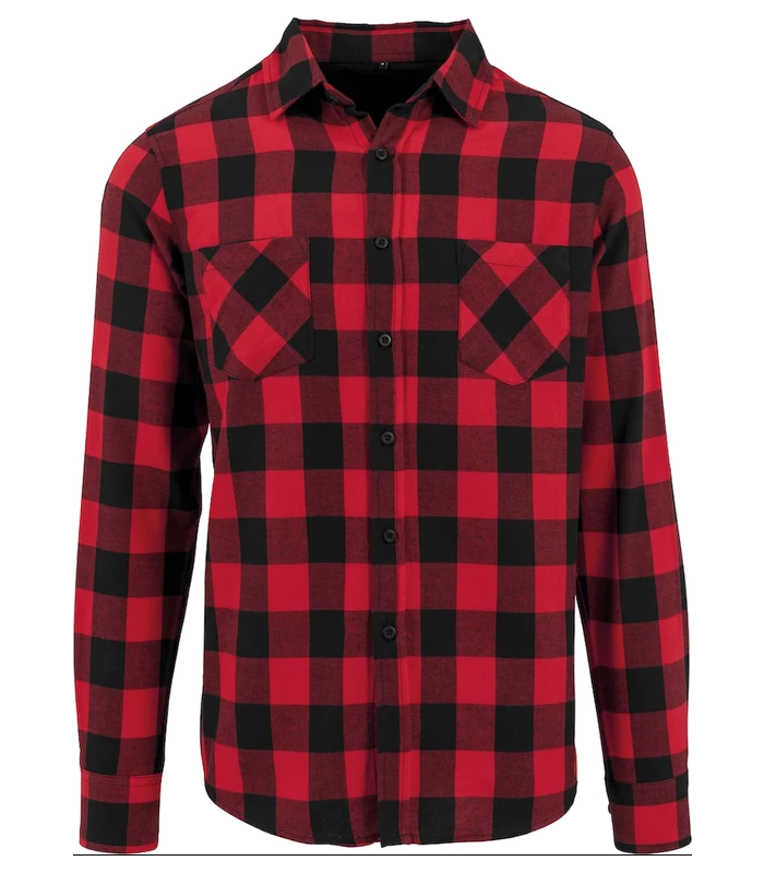 Build Your Brand Build Your Brand Checked flannel shirt in Black/Red