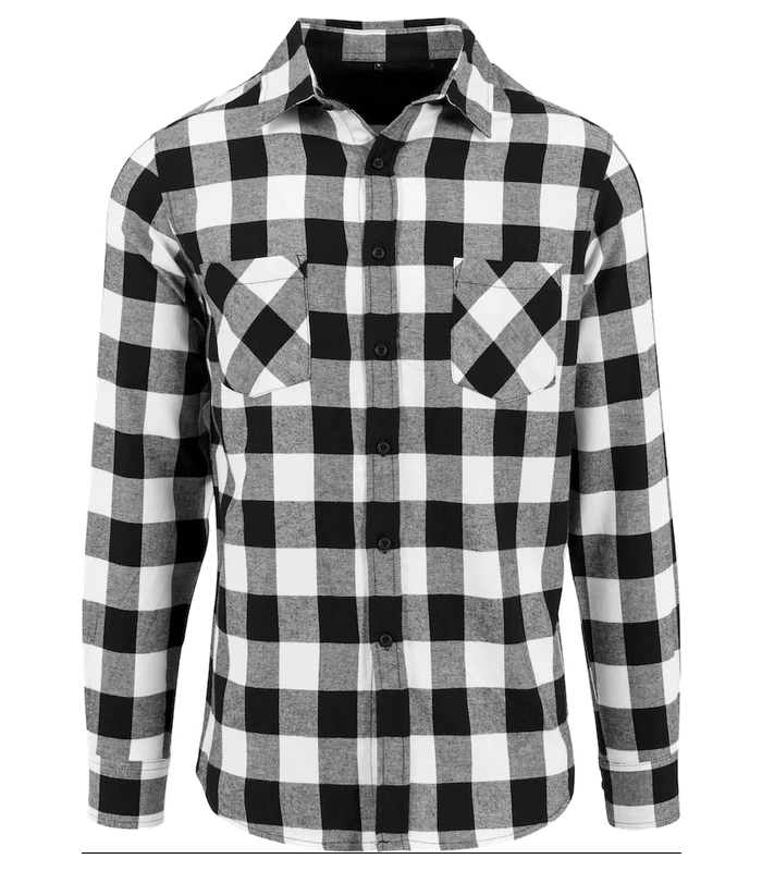 Build Your Brand Build Your Brand Checked flannel shirt in Black/White