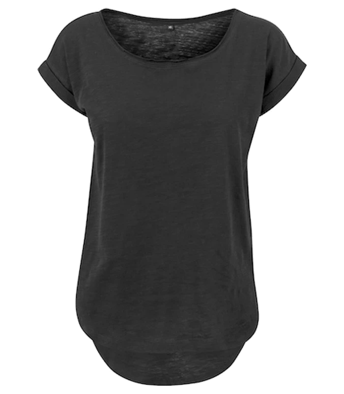 Build Your Brand Build Your Brand Women's long slub tee in Black