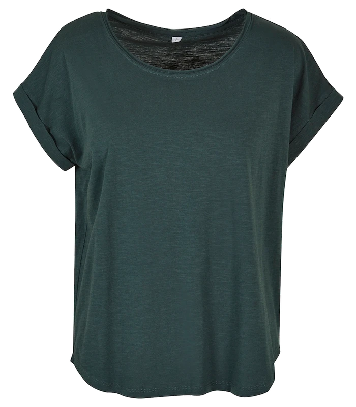 Build Your Brand Build Your Brand Women's long slub tee in Bottle Green