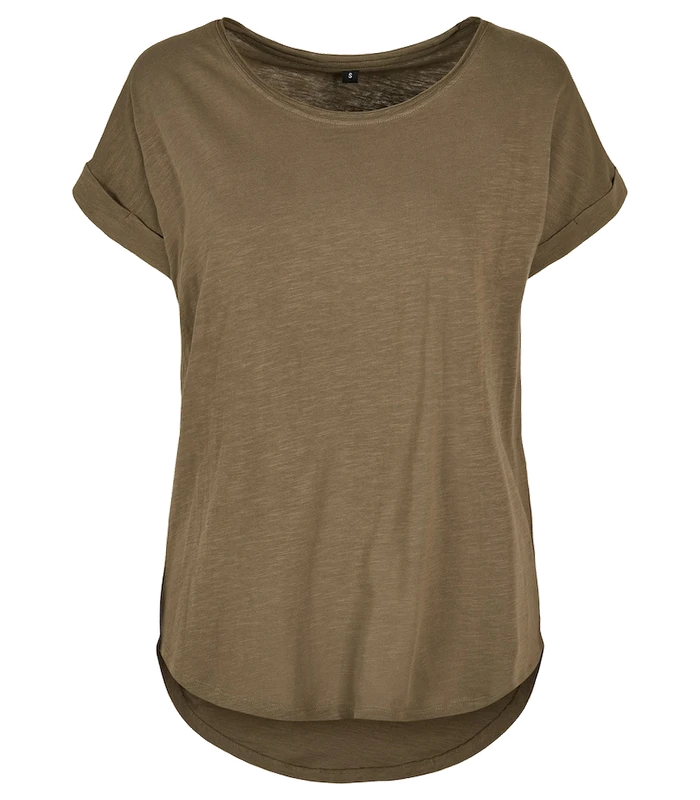Build Your Brand Build Your Brand Women's long slub tee in Olive