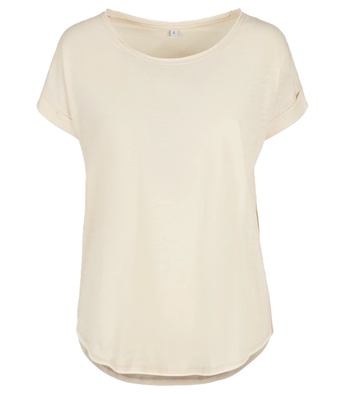 Build Your Brand Build Your Brand Women's long slub tee in White Sand