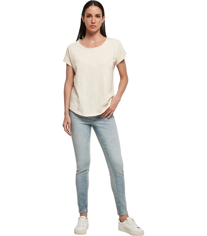 Build Your Brand Build Your Brand Women's long slub tee in Black