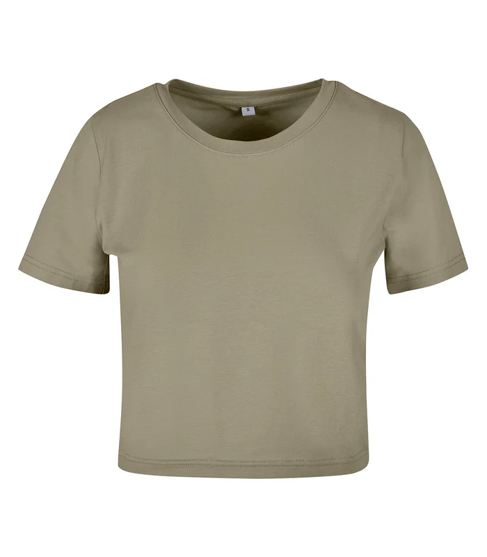 Build Your Brand Build Your Brand Women's cropped tee in Pale Olive