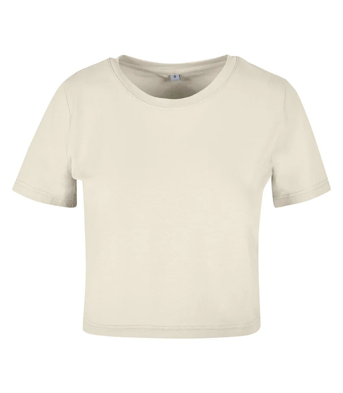 Build Your Brand Build Your Brand Women's cropped tee in White Sand
