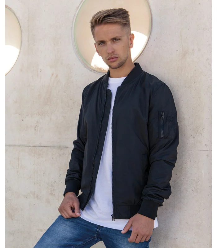 Build Your Brand Build Your Brand Light Bomber jacket in Black