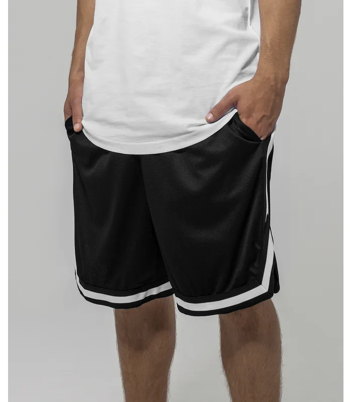 Build Your Brand Build Your Brand Two-tone mesh shorts in Black/Black/White