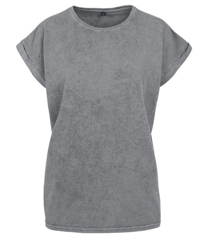 Build Your Brand Build Your Brand Women's acid washed extended shoulder tee in Asphalt