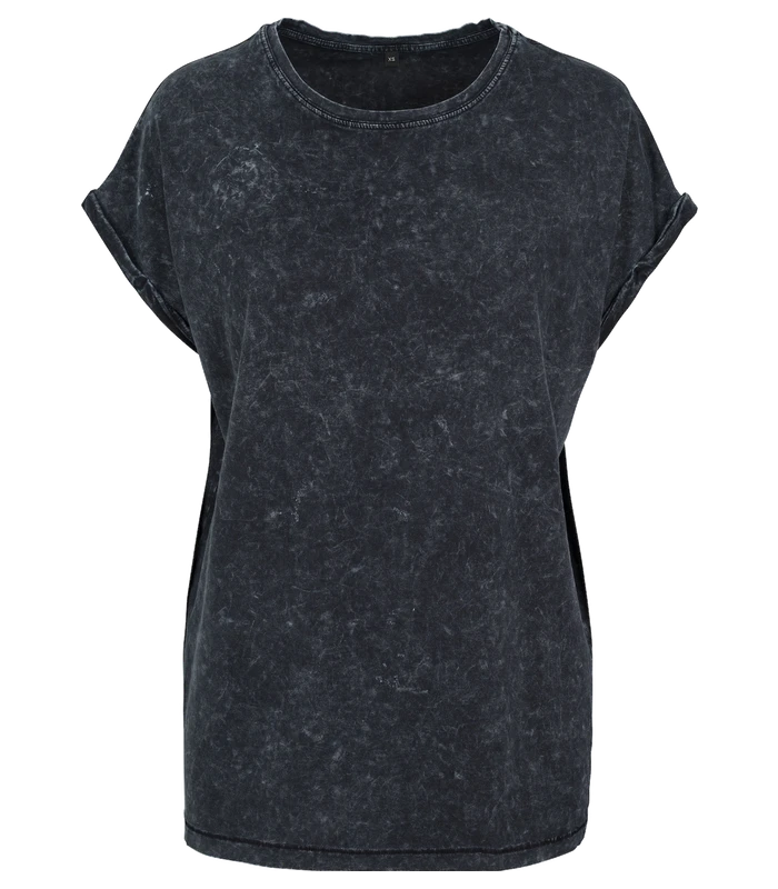 Build Your Brand Build Your Brand Women's acid washed extended shoulder tee in Black