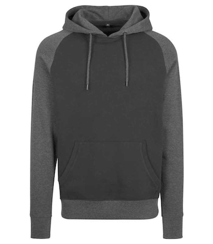 Build Your Brand Build Your Brand Raglan hoodie in Black/Charcoal