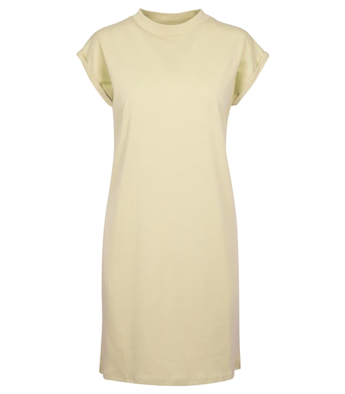 Build Your Brand Build Your Brand Women's turtle extended shoulder dress in Soft Yellow