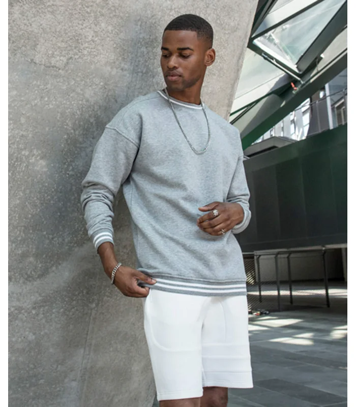 Build Your Brand Build Your Brand College sweat crew in Heather Grey/White