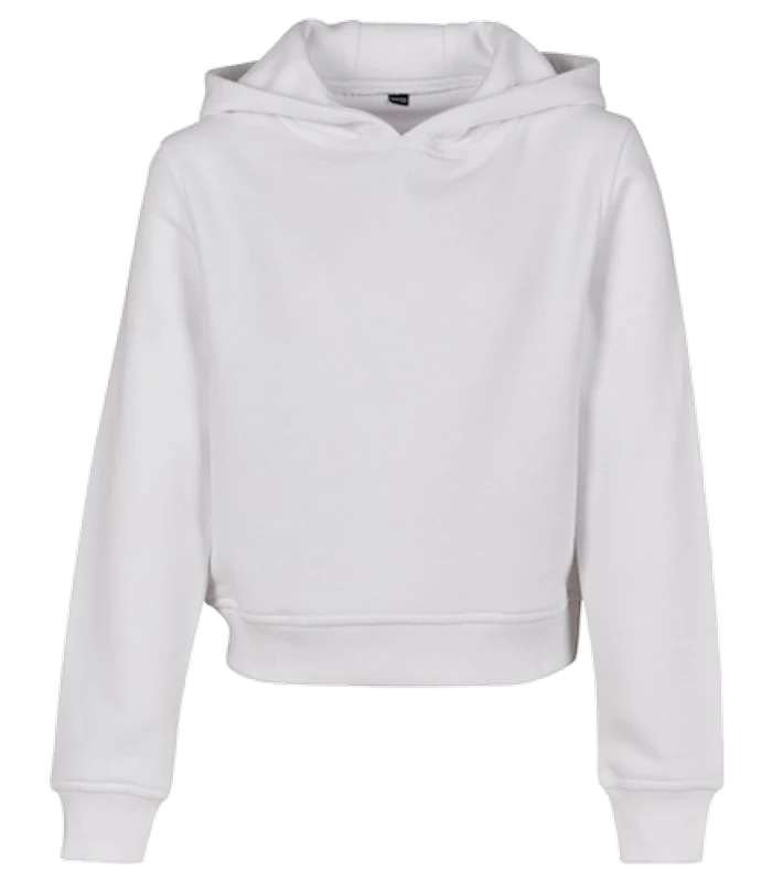 Build Your Brand Build Your Brand Girls cropped sweat hoodie in White