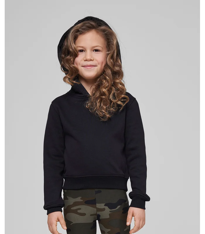Build Your Brand Build Your Brand Girls cropped sweat hoodie in Black