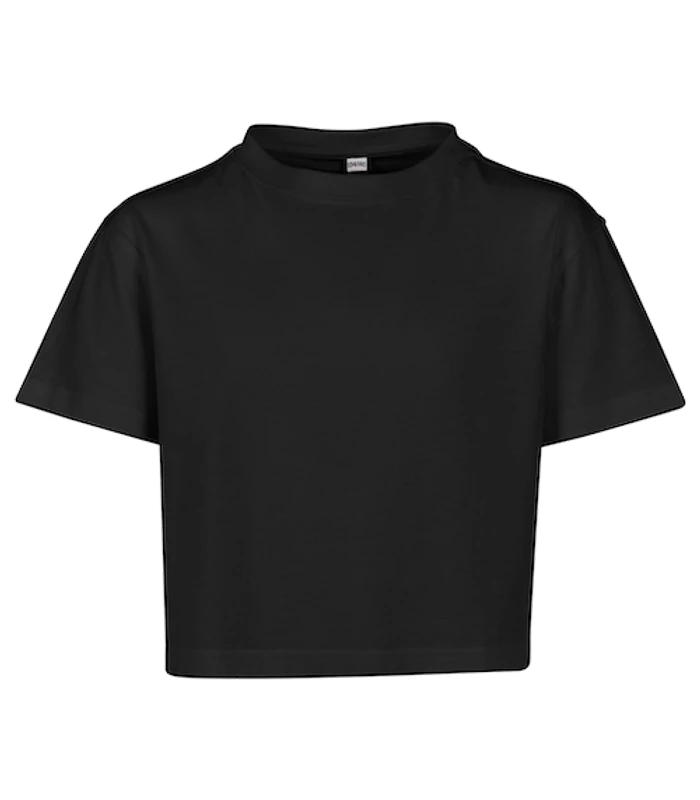 Build Your Brand Build Your Brand Girls cropped Jersey tee in Black