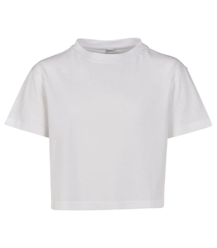 Build Your Brand Build Your Brand Girls cropped Jersey tee in White