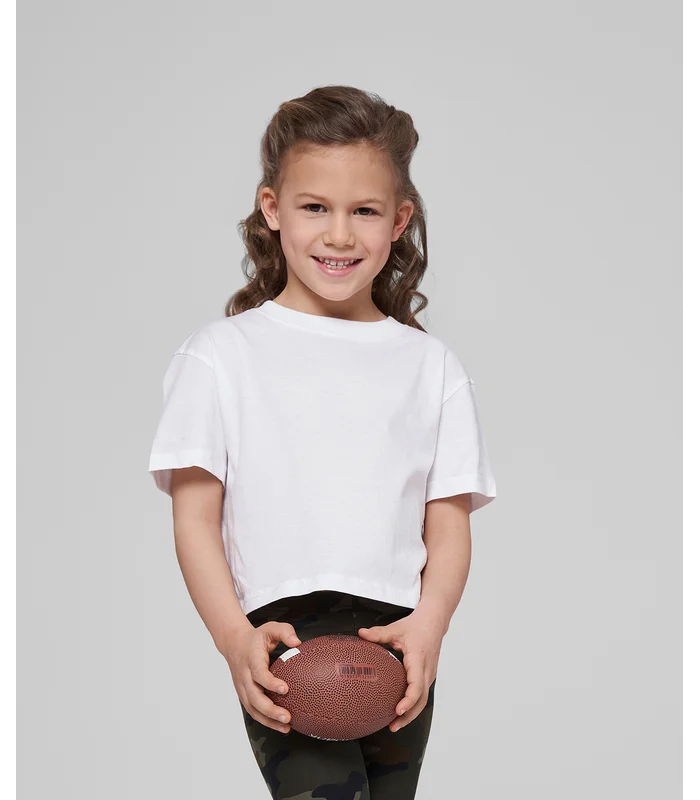 Build Your Brand Build Your Brand Girls cropped Jersey tee in Black