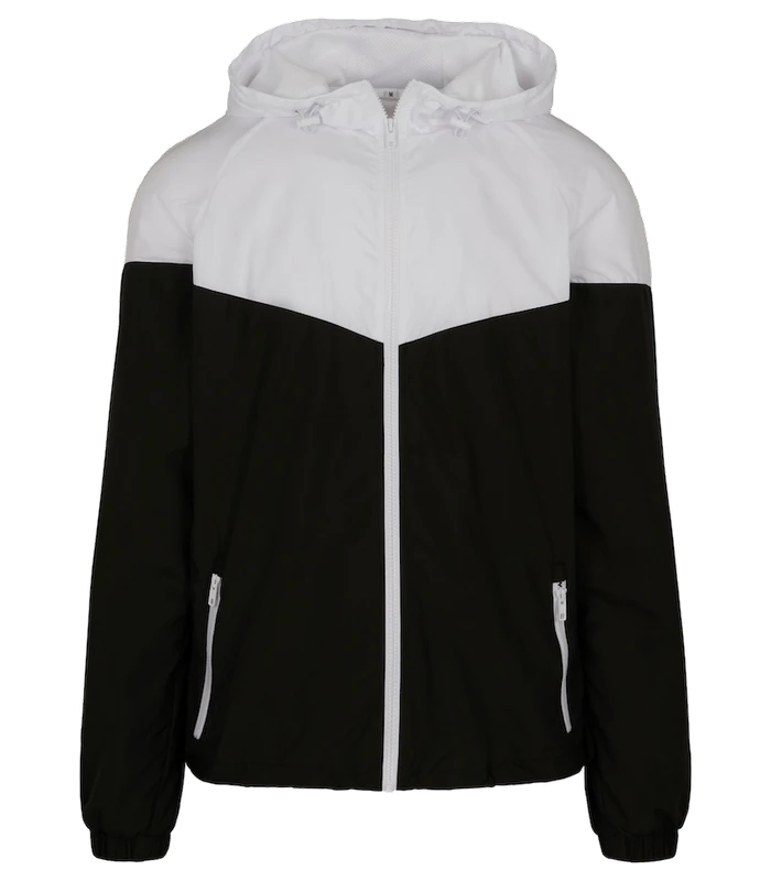 Build Your Brand Build Your Brand Two-tone tech windrunner jacket in Black/White