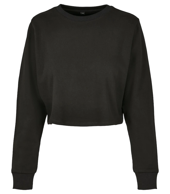 Build Your Brand Build Your Brand Womens terry cropped crew in Black
