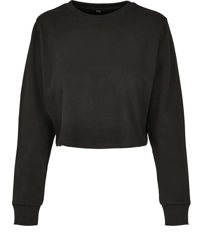 Build Your Brand Build Your Brand Womens terry cropped crew in Black