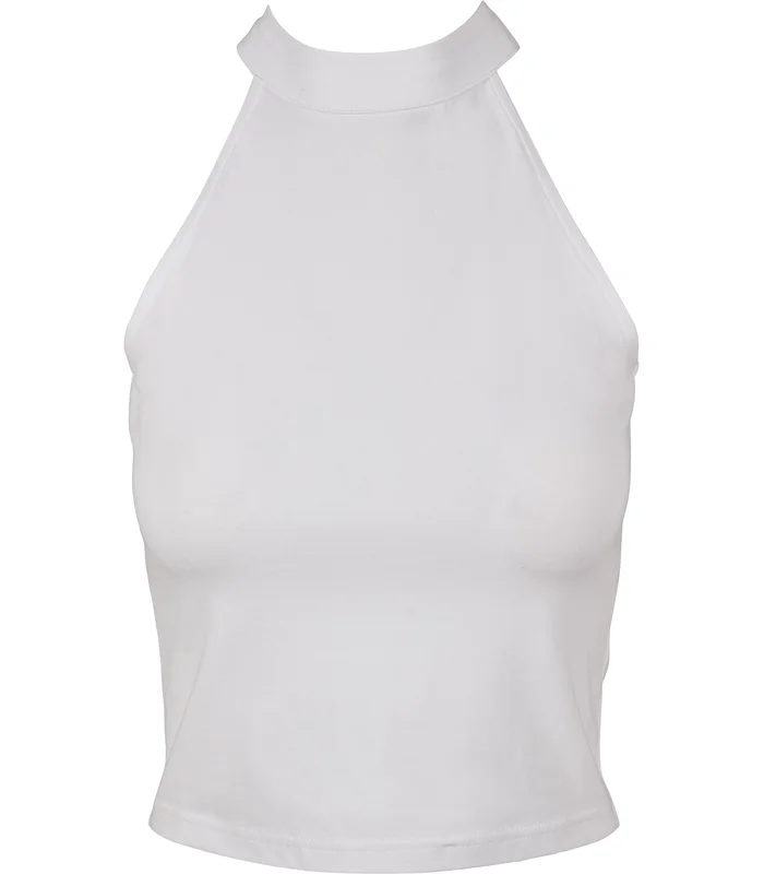 Build Your Brand Build Your Brand Womens turtleneck short top in White