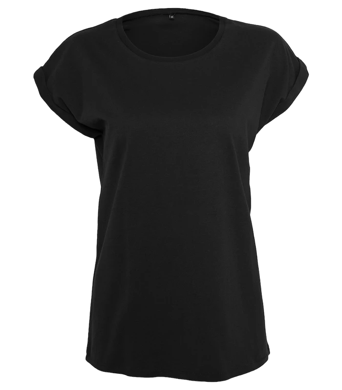 Build Your Brand Build Your Brand Women's organic extended shoulder tee in Black
