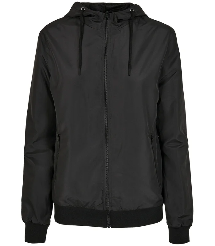 Build Your Brand Build Your Brand Women's recycled windrunner in Black/Black