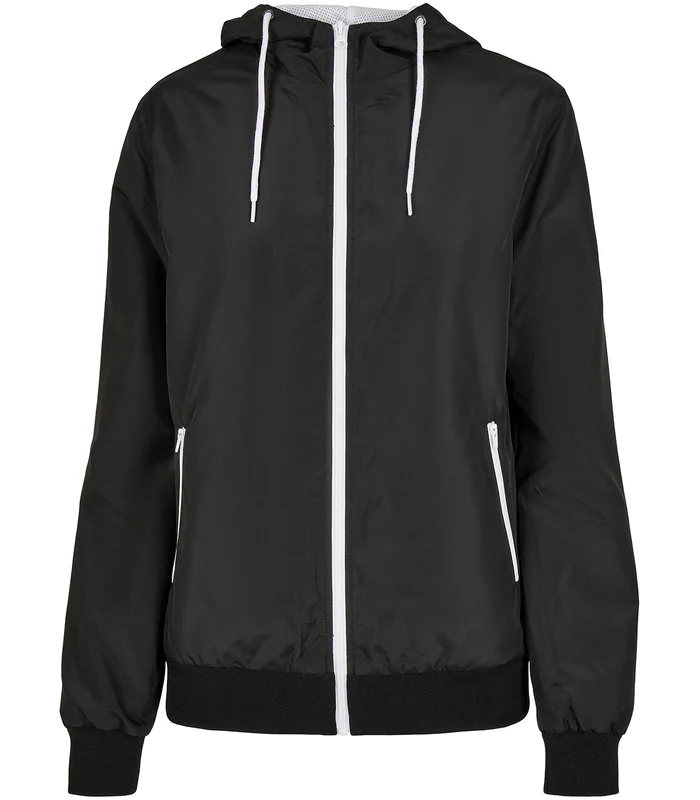 Build Your Brand Build Your Brand Women's recycled windrunner in Black/White